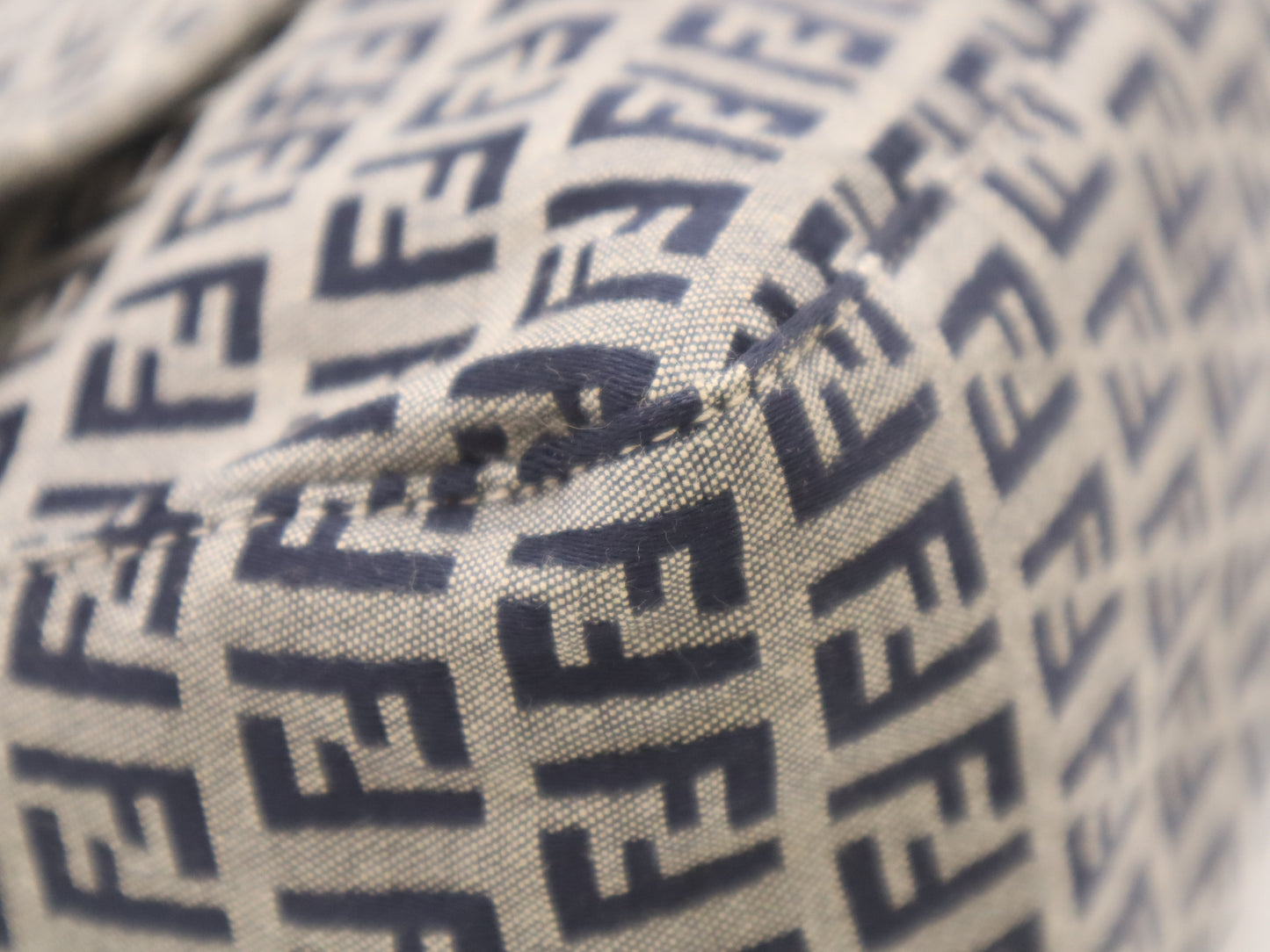 FENDI Canvas and Leather Zucchino Mamma Bucket Shoulder Bag, Gray