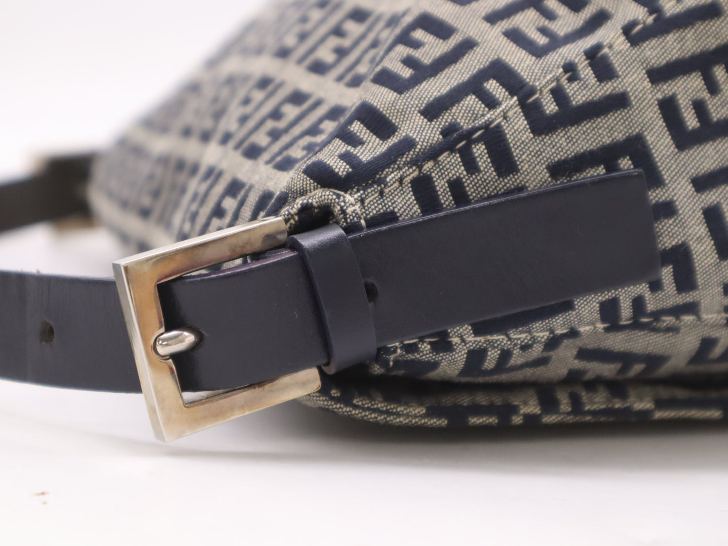 FENDI Canvas and Leather Zucchino Mamma Bucket Shoulder Bag, Gray