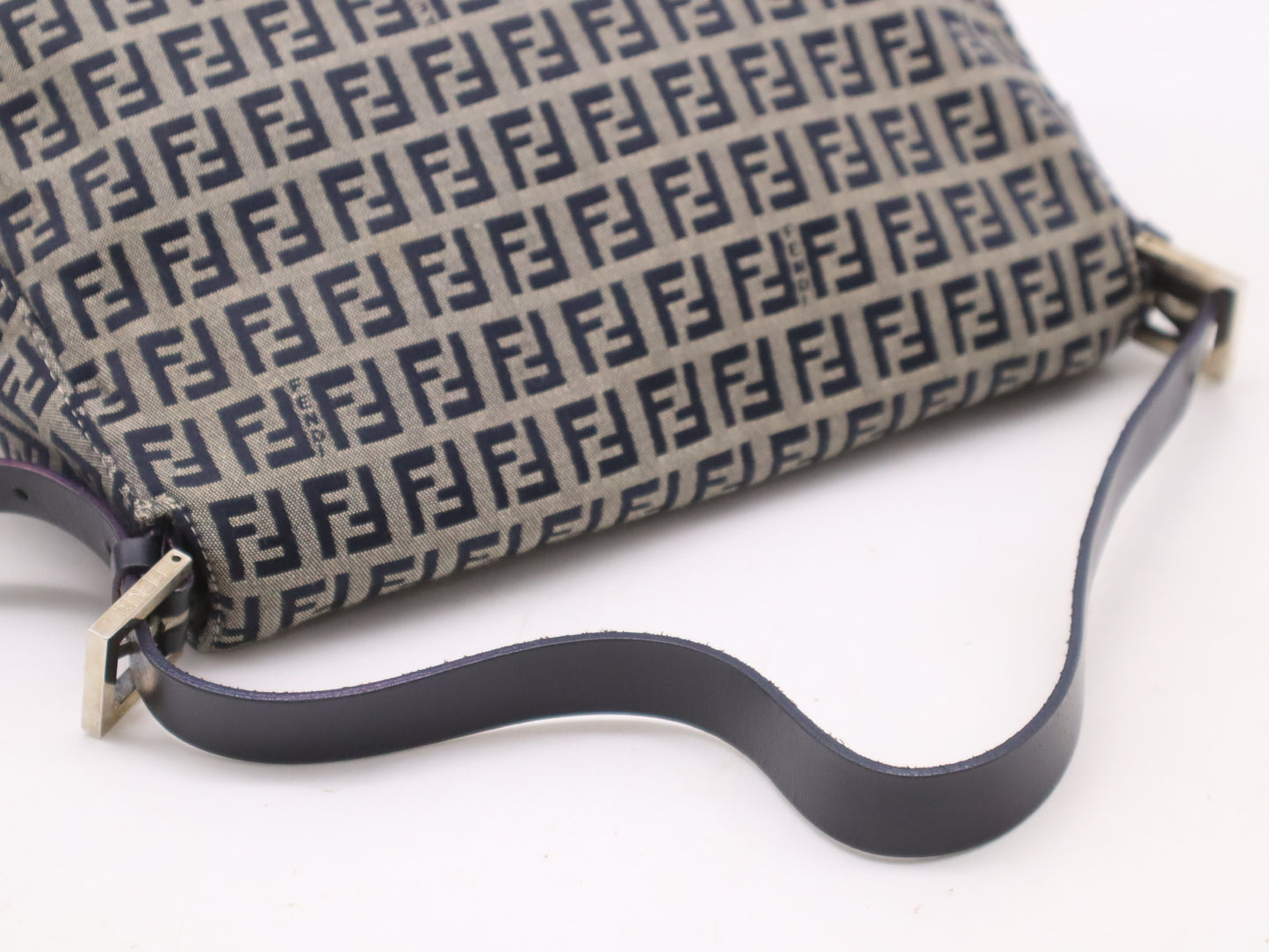 FENDI Canvas and Leather Zucchino Mamma Bucket Shoulder Bag, Gray
