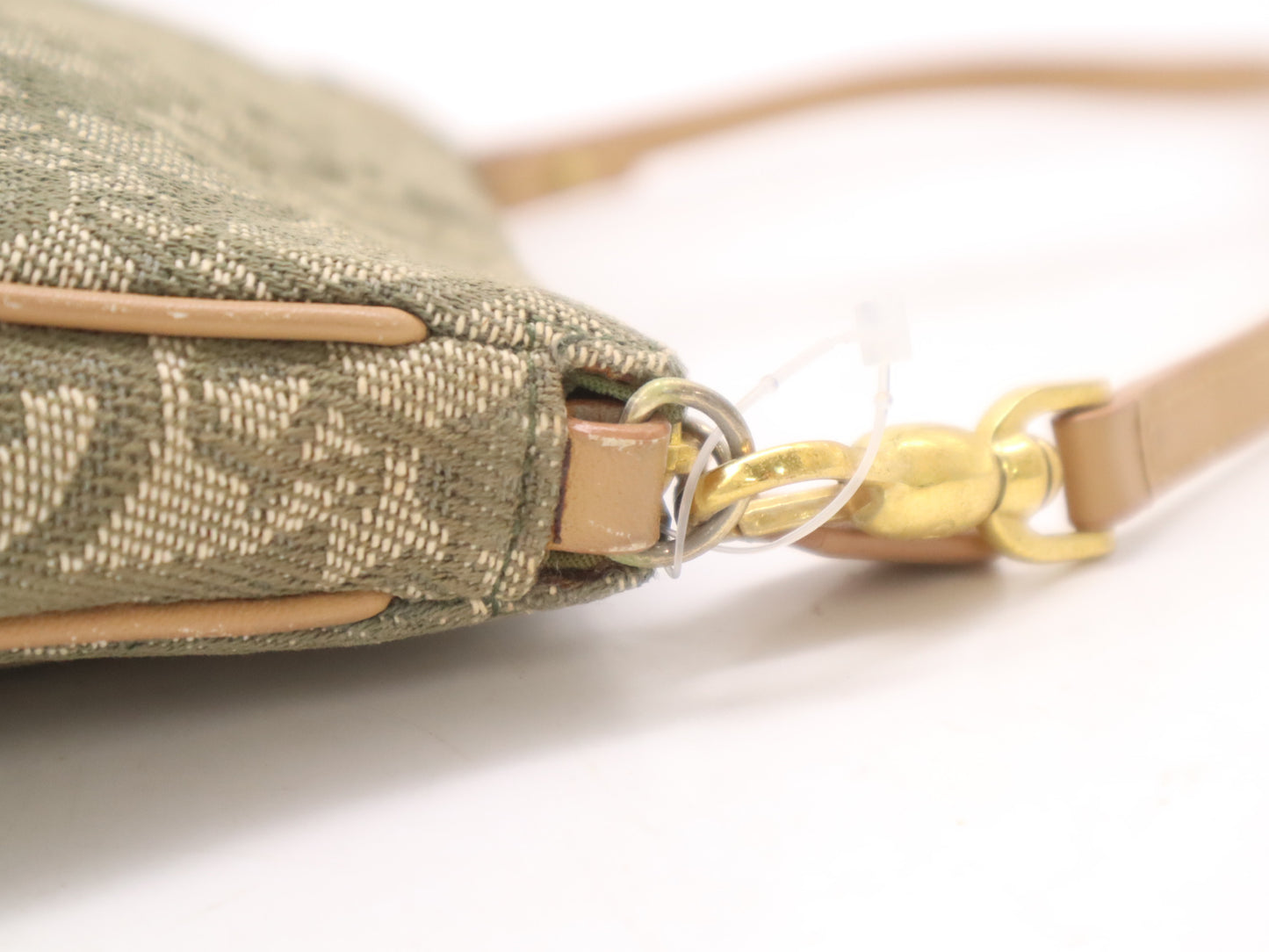 Dior MC0071 Canvas and Leather Trotter Saddle Handbag Green Brown Shoulder Bag