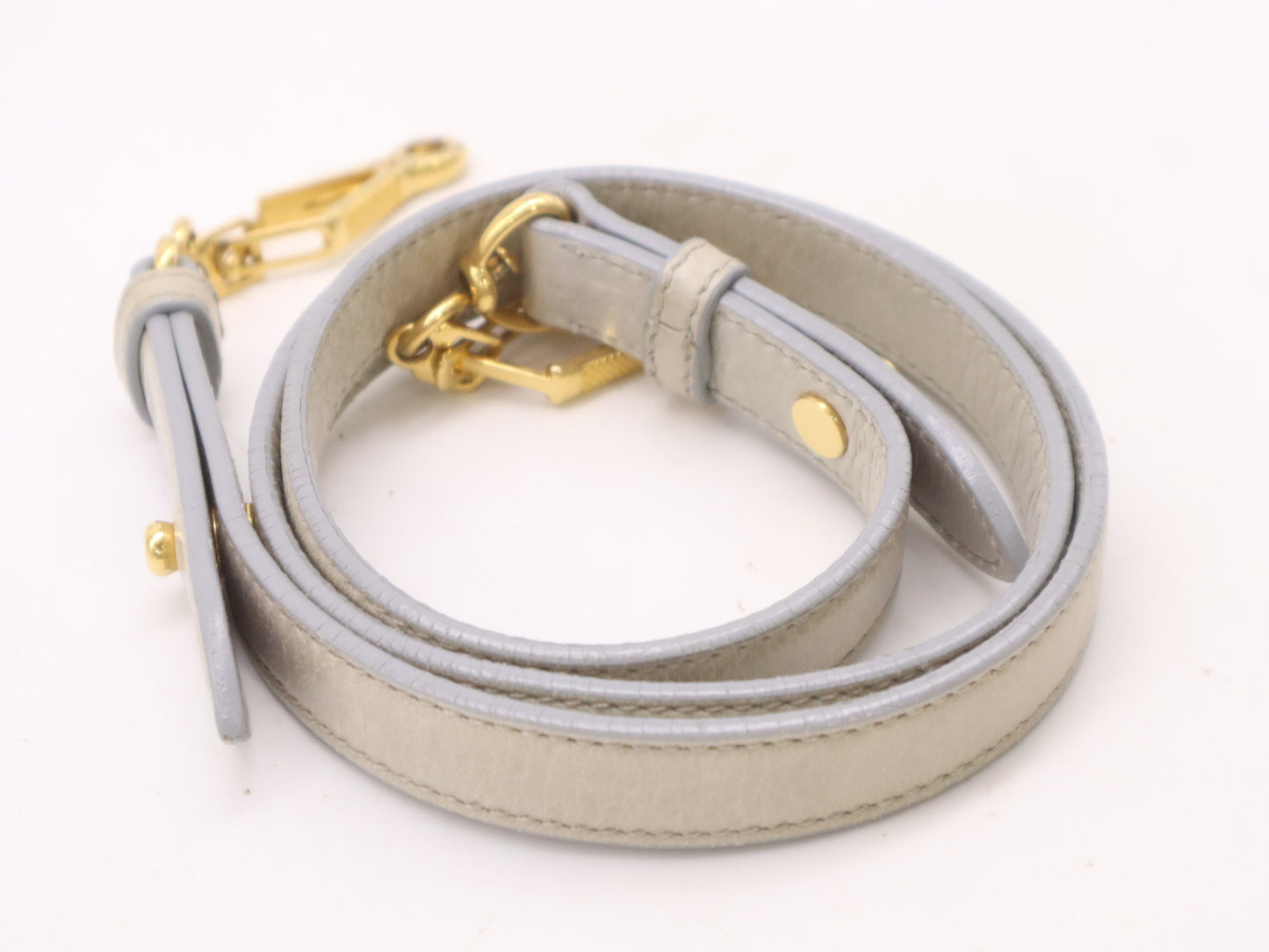 Miu Miu RT0383 Leather Miu Miu Gathered Design 2-Way Shoulder Bag/Handbag Gray with Shoulder Strap