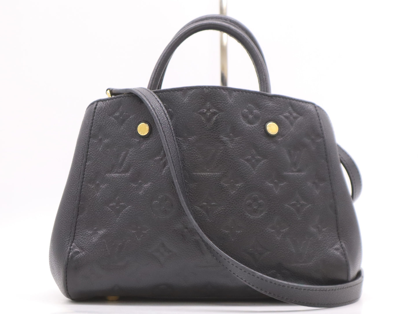LOUIS VUITTON M41053 Monogram Empreinte Montaigne BB Noir Handbag with RFID Response Verified, SP3187