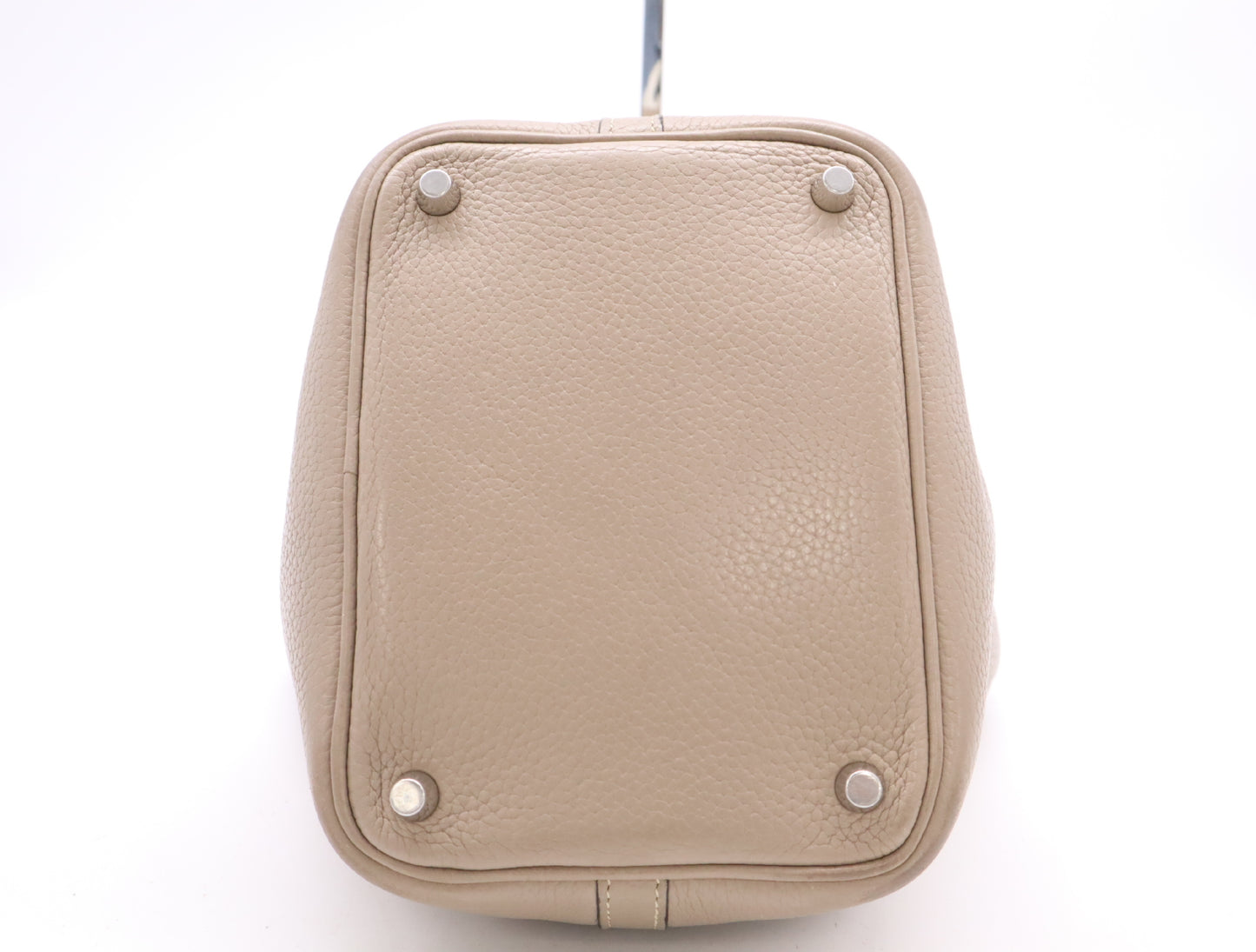 HERMES Picotin Lock PM □N Stamp 2010 Taurillon Etoupe Silver Hardware Handbag with Padlock
