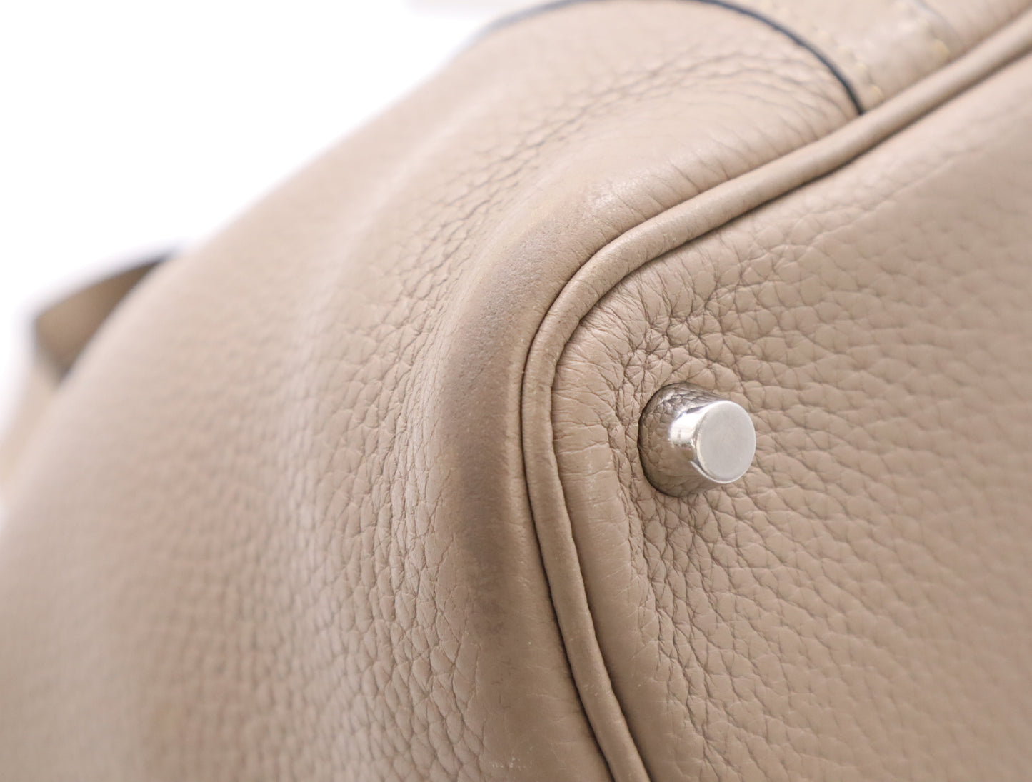 HERMES Picotin Lock PM □N Stamp 2010 Taurillon Etoupe Silver Hardware Handbag with Padlock