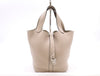 HERMES Picotin Lock PM □N Stamp 2010 Taurillon Etoupe Silver Hardware Handbag with Padlock