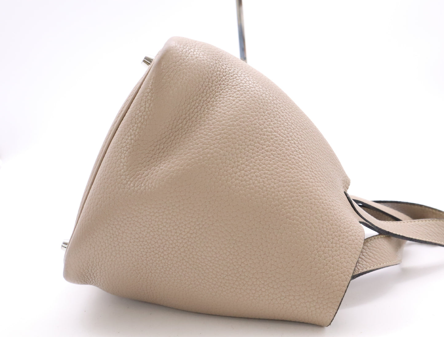 HERMES Picotin Lock PM □N Stamp 2010 Taurillon Etoupe Silver Hardware Handbag with Padlock