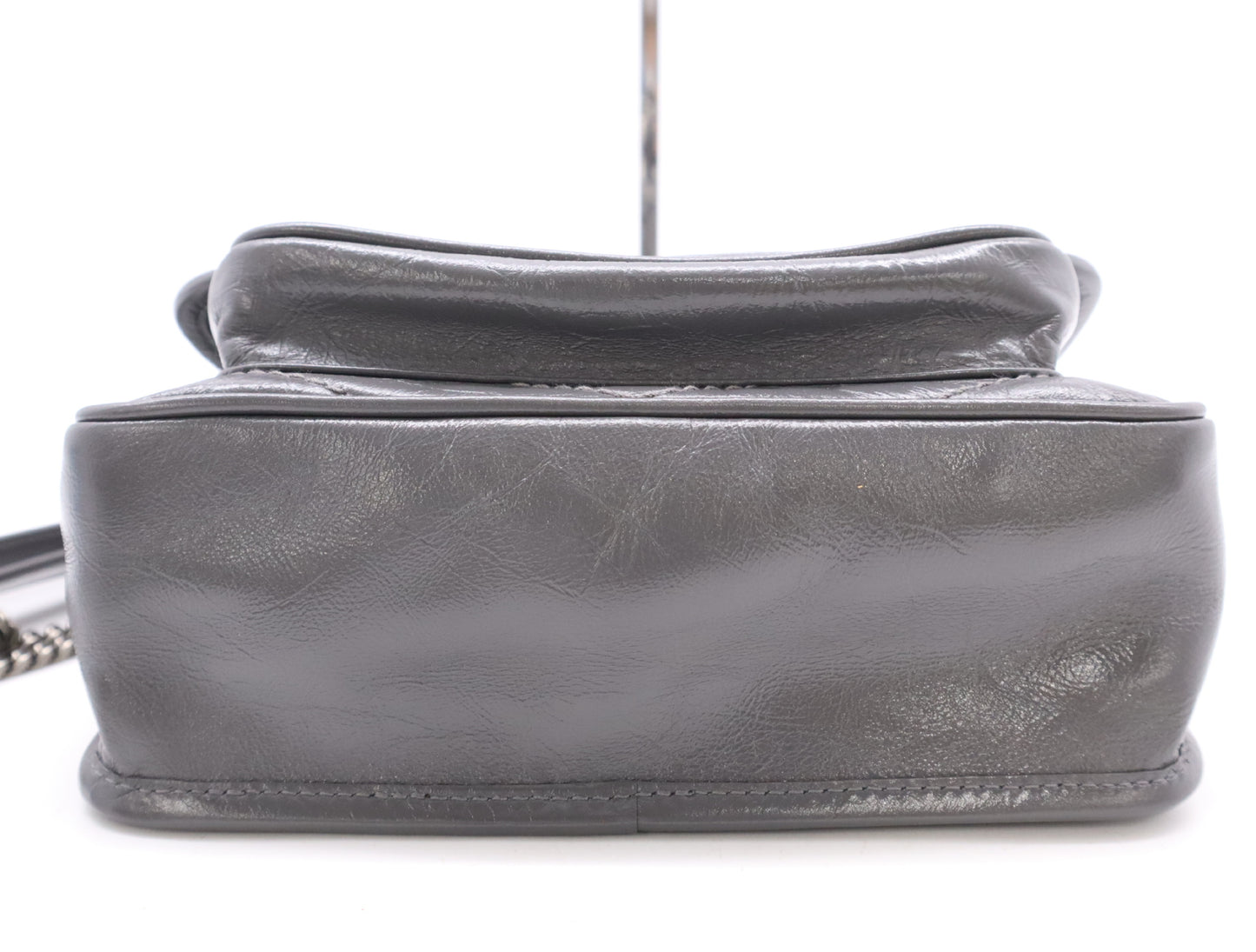 Yves Saint Laurent 633151 Leather Niki Baby Chain Shoulder Bag, Gray