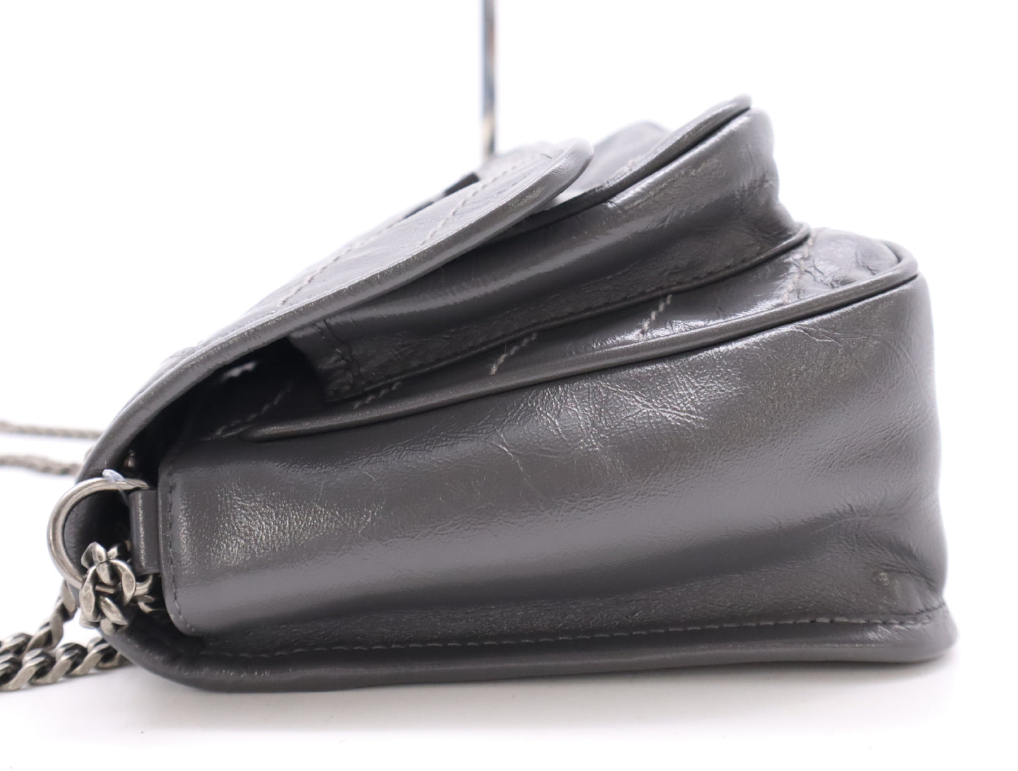 Yves Saint Laurent 633151 Leather Niki Baby Chain Shoulder Bag, Gray