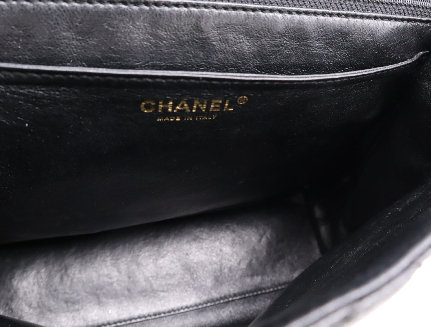 CHANEL Caviar Matelasse Handbag in Black with Turn Lock, GD Hardware, Card Holder, and Seal, 8083257