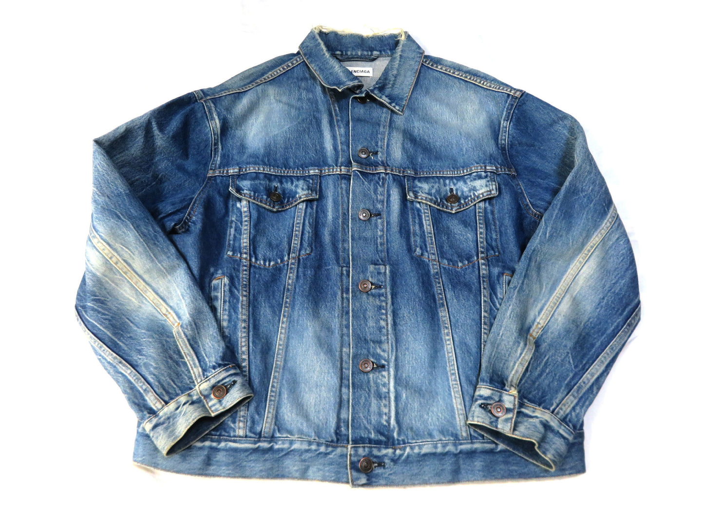 BALENCIAGA BALENCIAGA Demna-era FW17 back print denim jacket, oversized 38