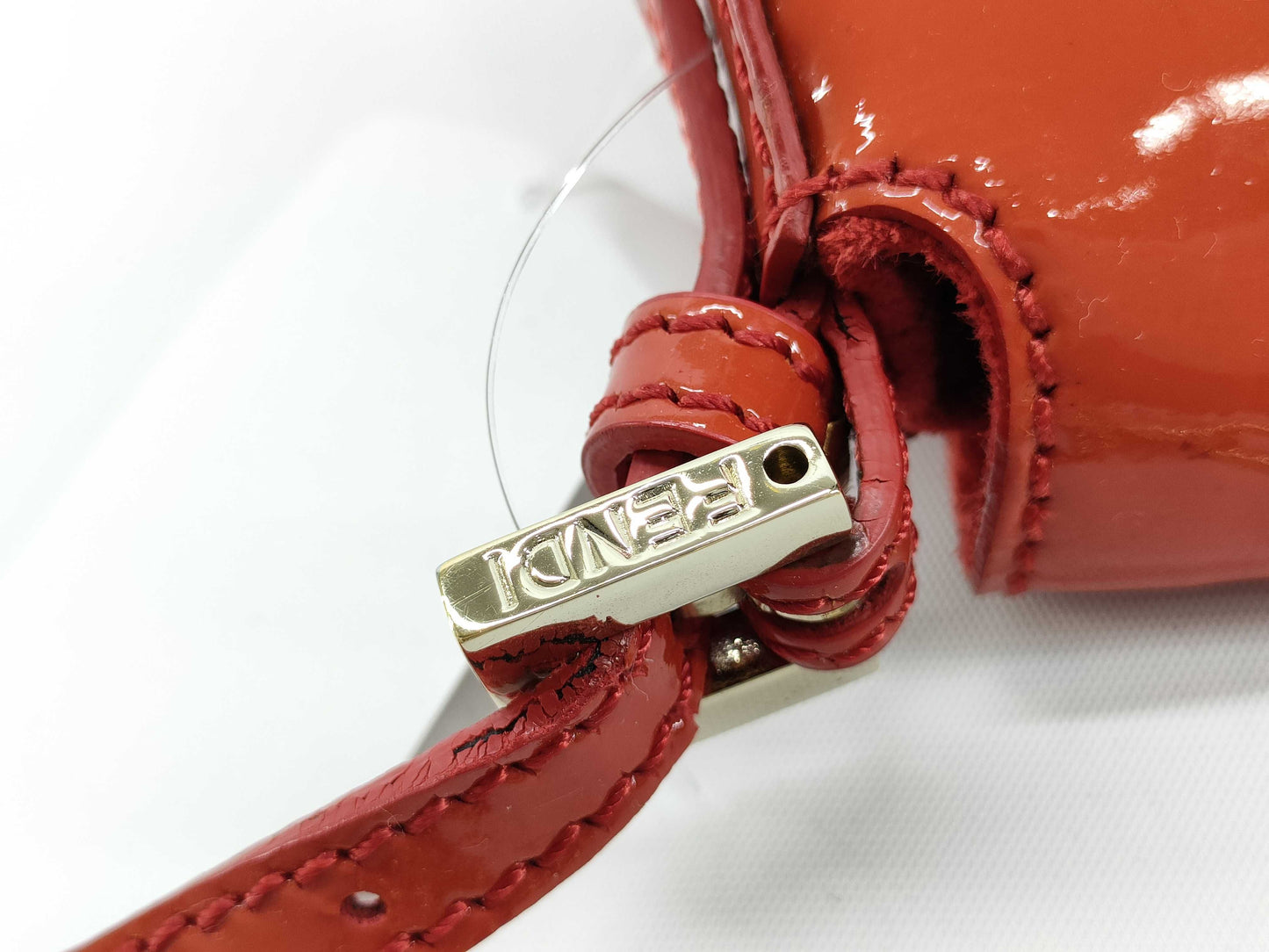 FENDI Mamma Bucket Patent Leather Red Handbag