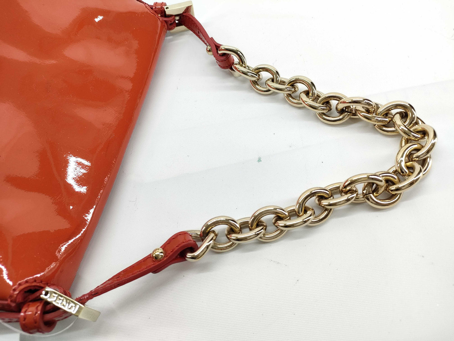 FENDI Mamma Bucket Patent Leather Red Handbag