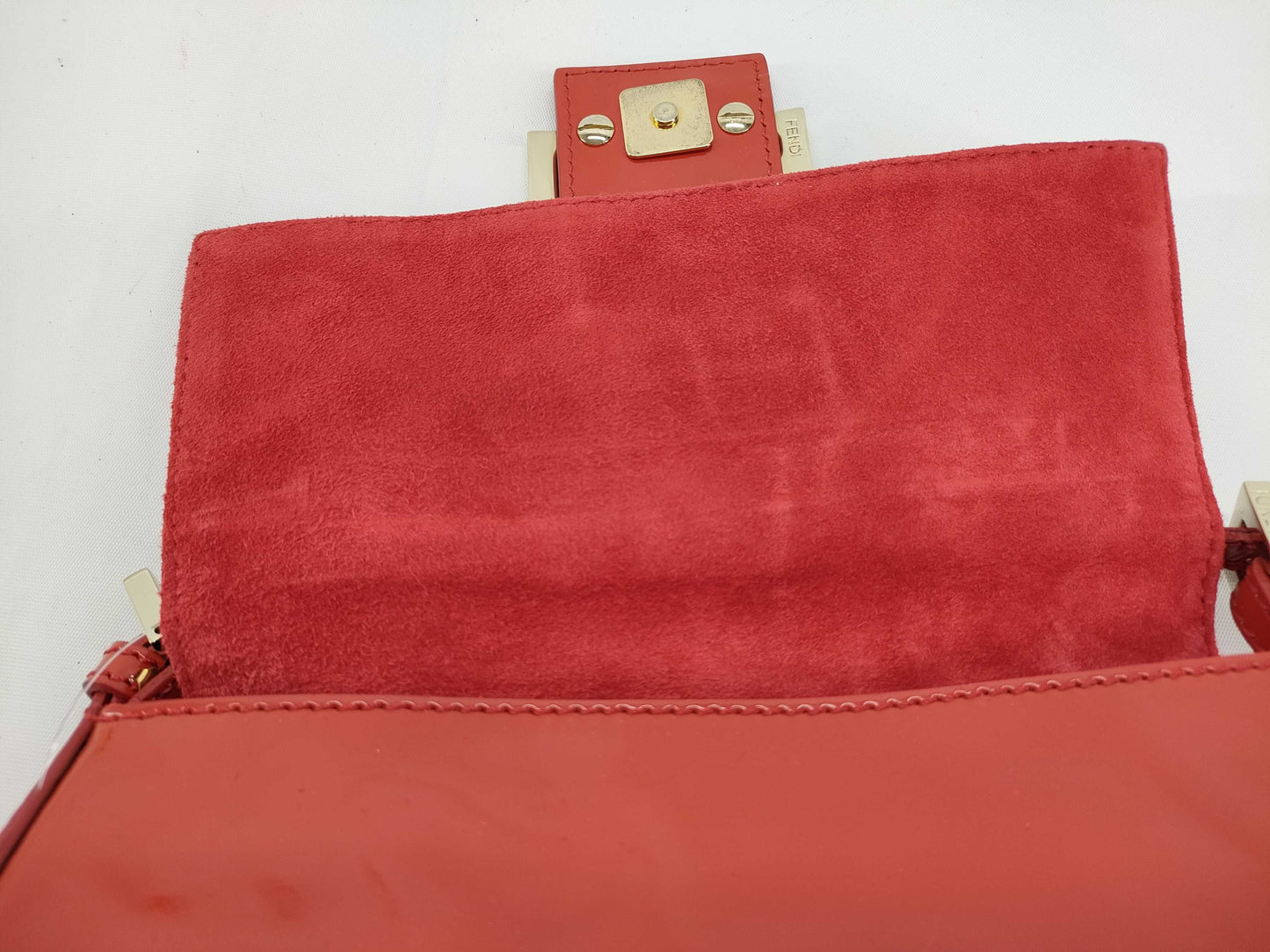 FENDI Mamma Bucket Patent Leather Red Handbag