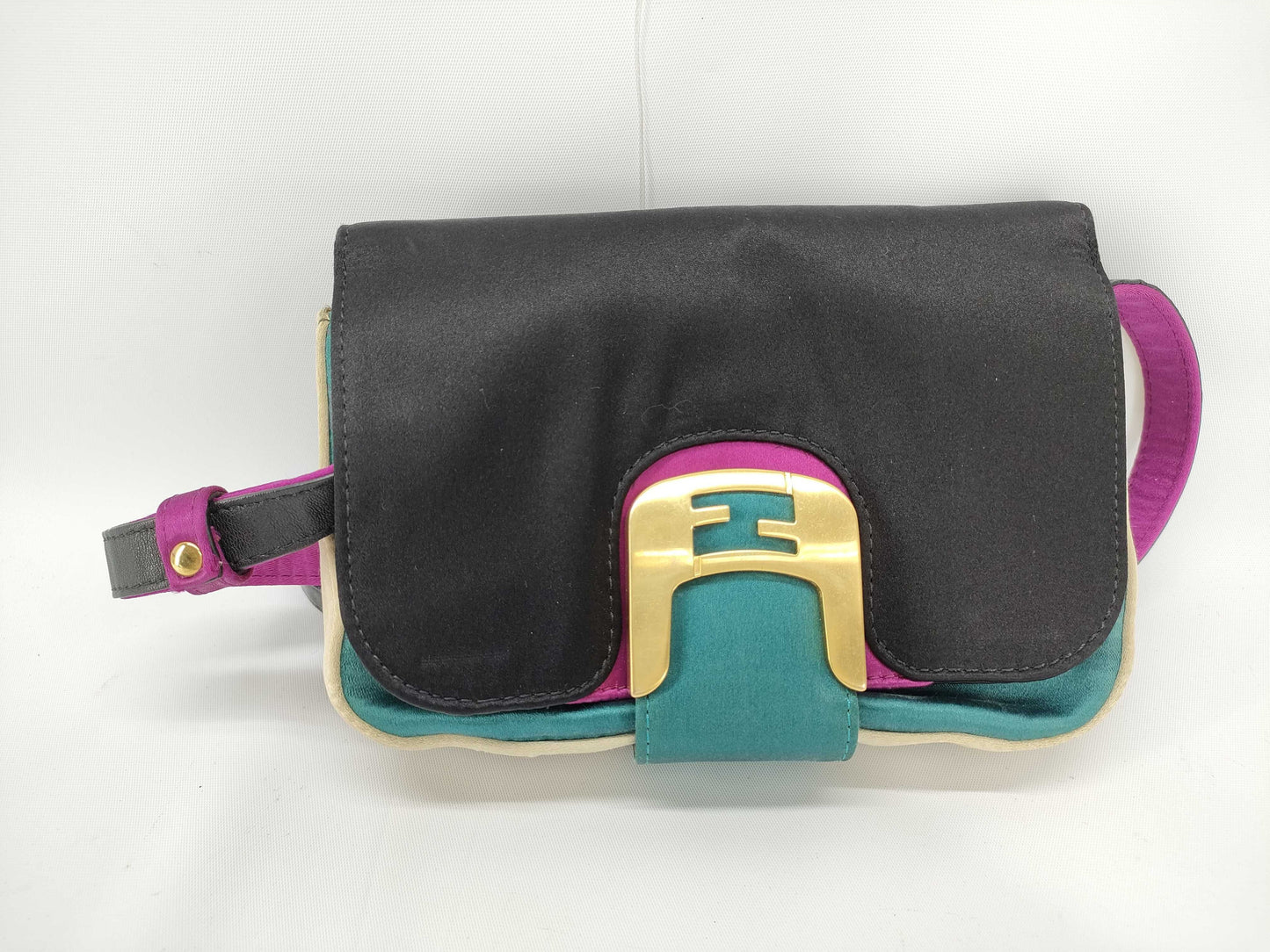 FENDI FF hardware satin shoulder bag