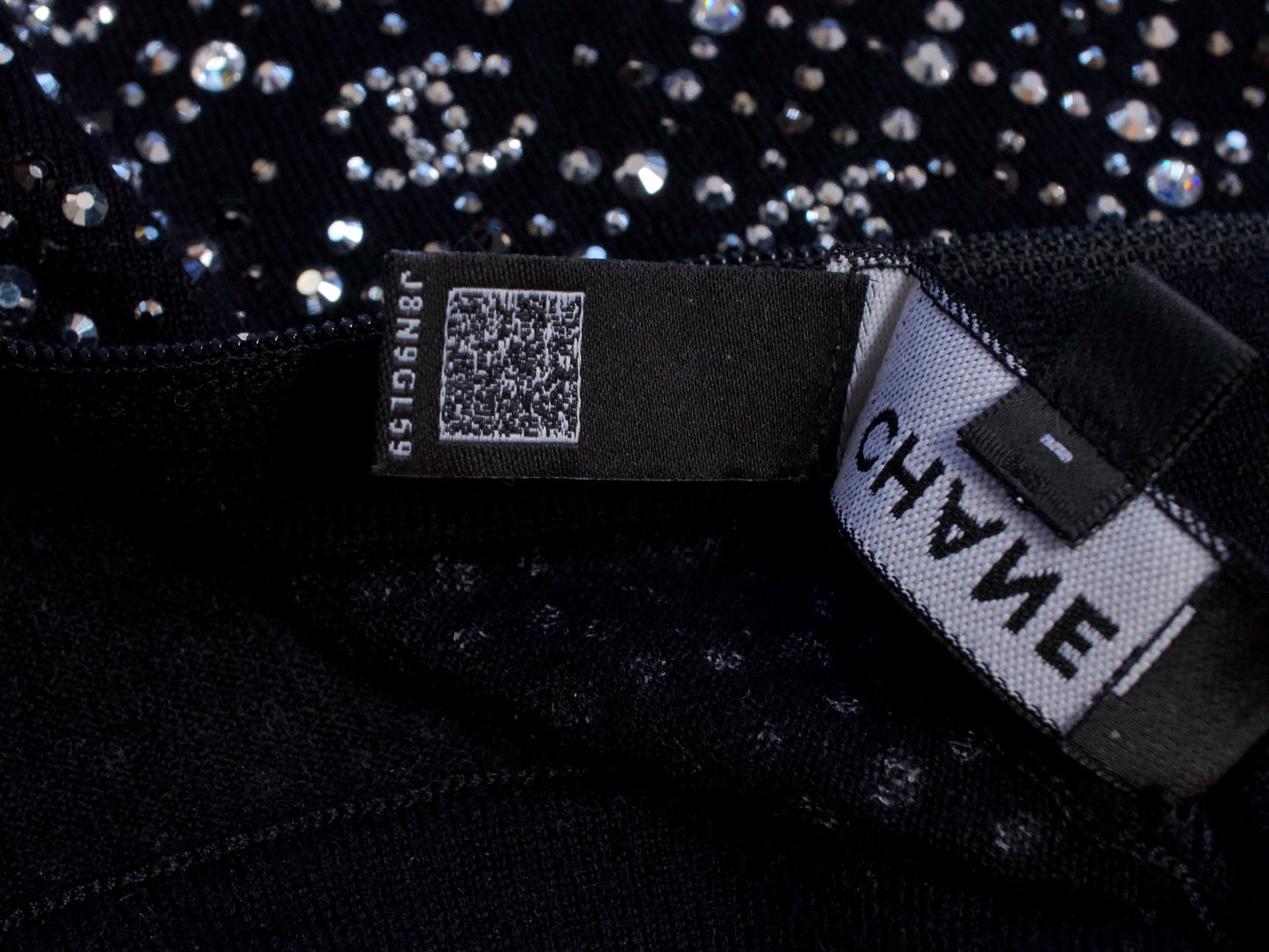 CHANEL 2022 CC Rhinestone Turtleneck, Size 36, Tops
