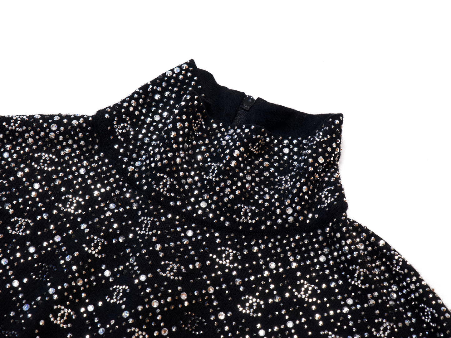 CHANEL 2022 CC Rhinestone Turtleneck, Size 36, Tops