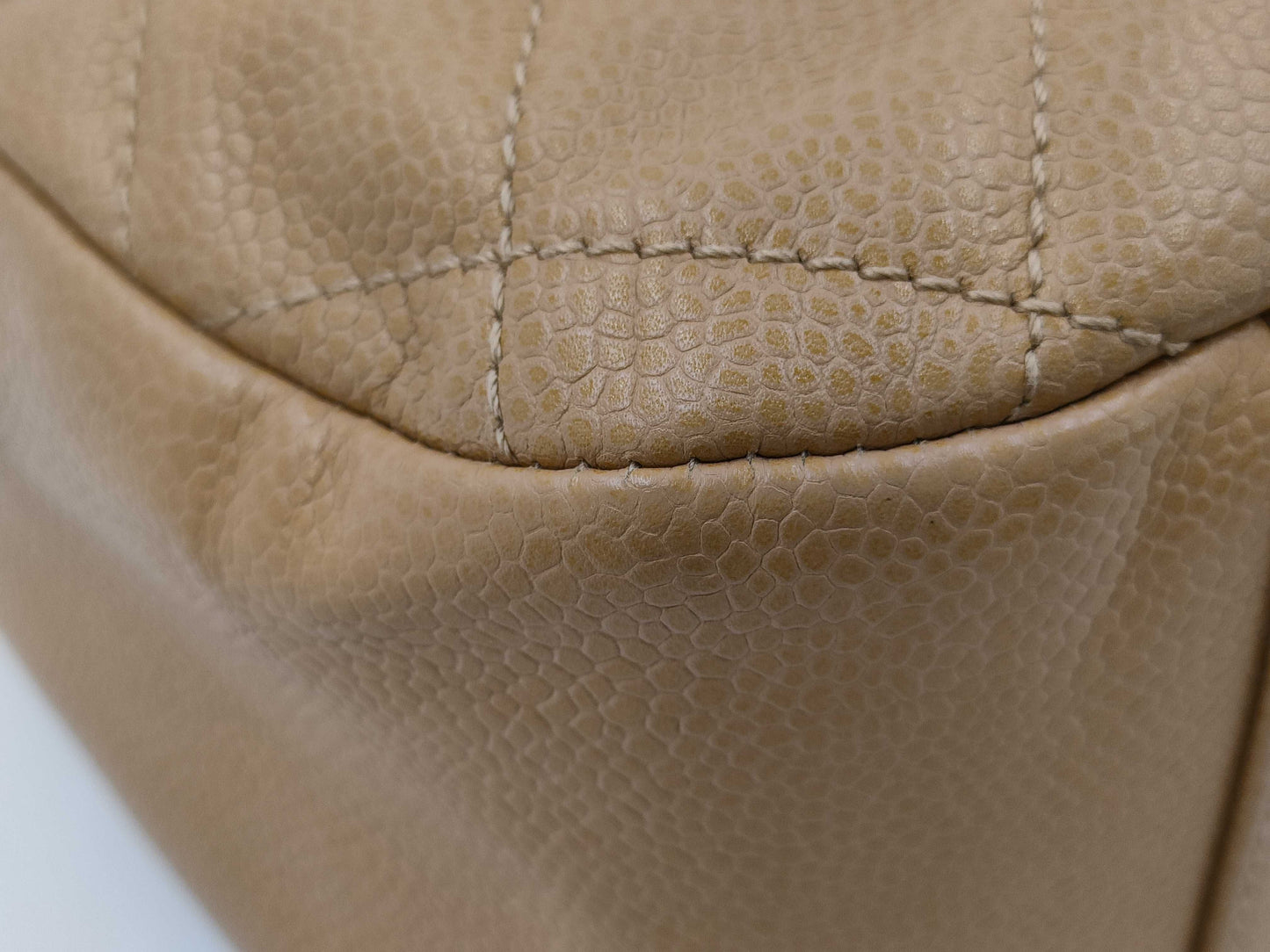 CHANEL Matelasse Caviar Beige Shoulder Bag
