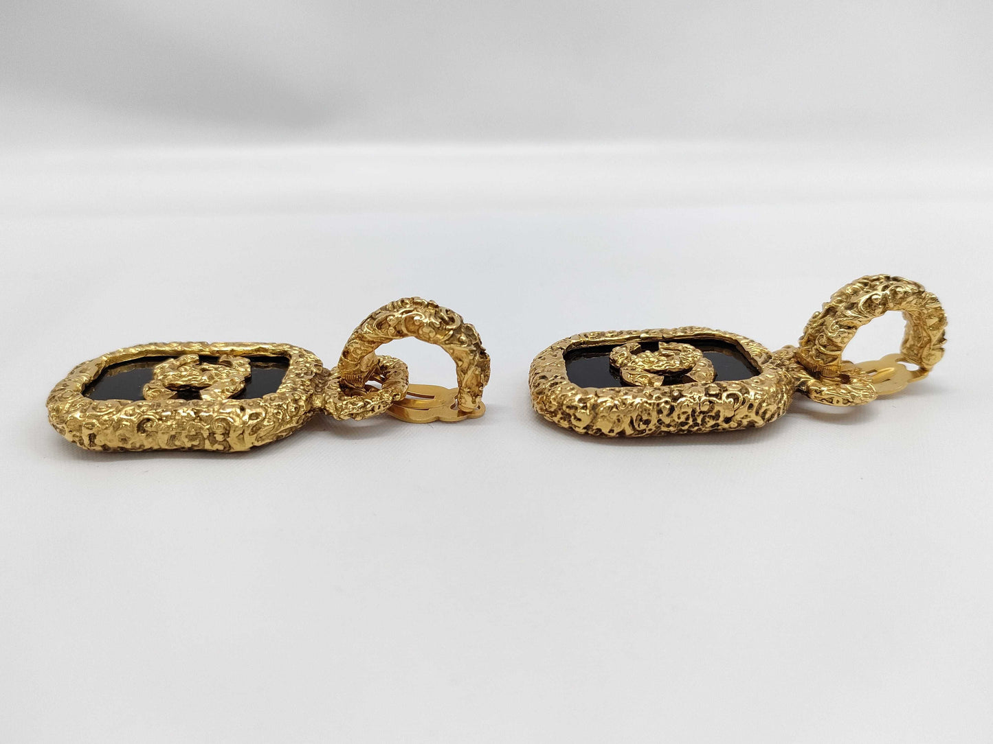 CHANEL Lava Coco Mark Earrings