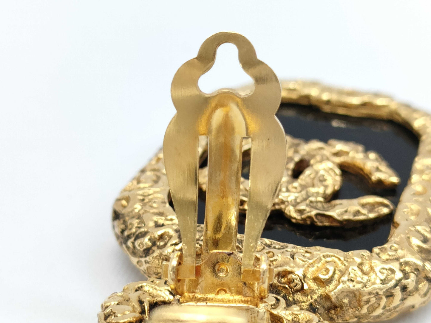 CHANEL Lava Coco Mark Earrings