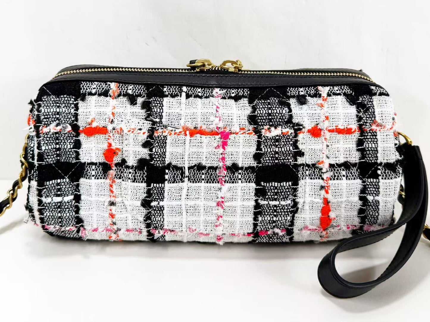 CHANEL CHANEL logo Coco charm lace tweed bowling shoulder bag, approximately 24cm wide, 30s, vintage G hardware, dust bag and sticker included, excellent condition, item number 30095610