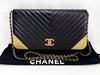 CHANEL Black Chevron Tanlock Luxury Shoulder Bag, W23cm , Vintage G Hardware, Dust Bag and Sticker Included, 26039150