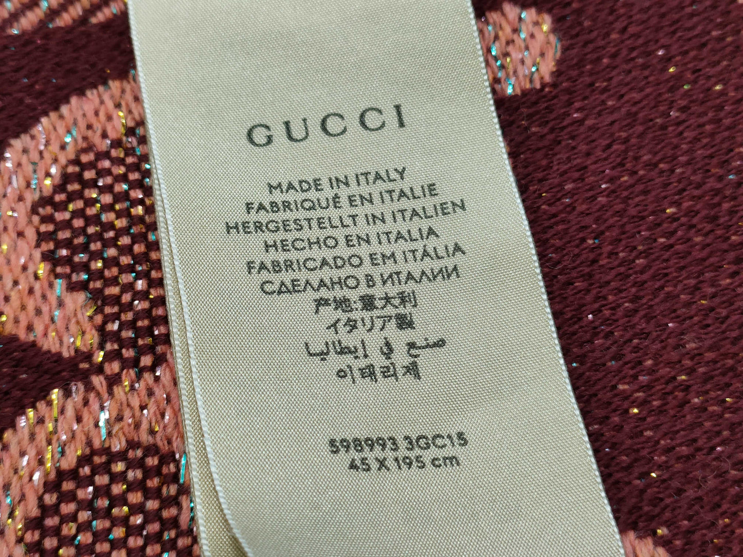 GUCCI Pink Glitter Scarf
