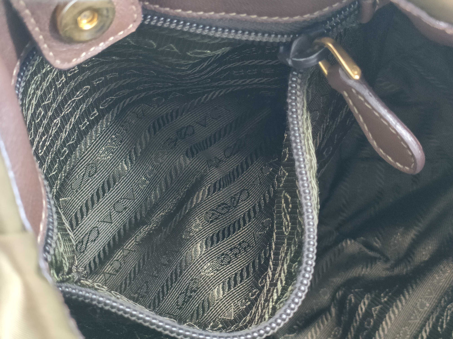 PRADA Nylon Prada Handbag Khaki Handbag