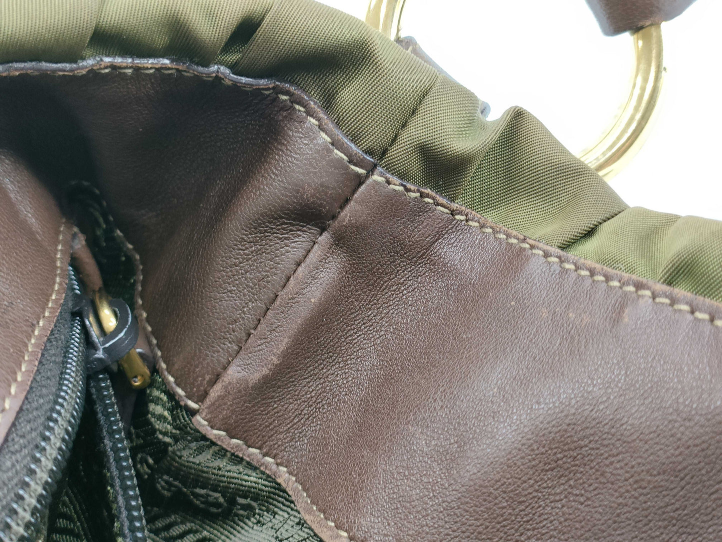 PRADA Nylon Prada Handbag Khaki Handbag