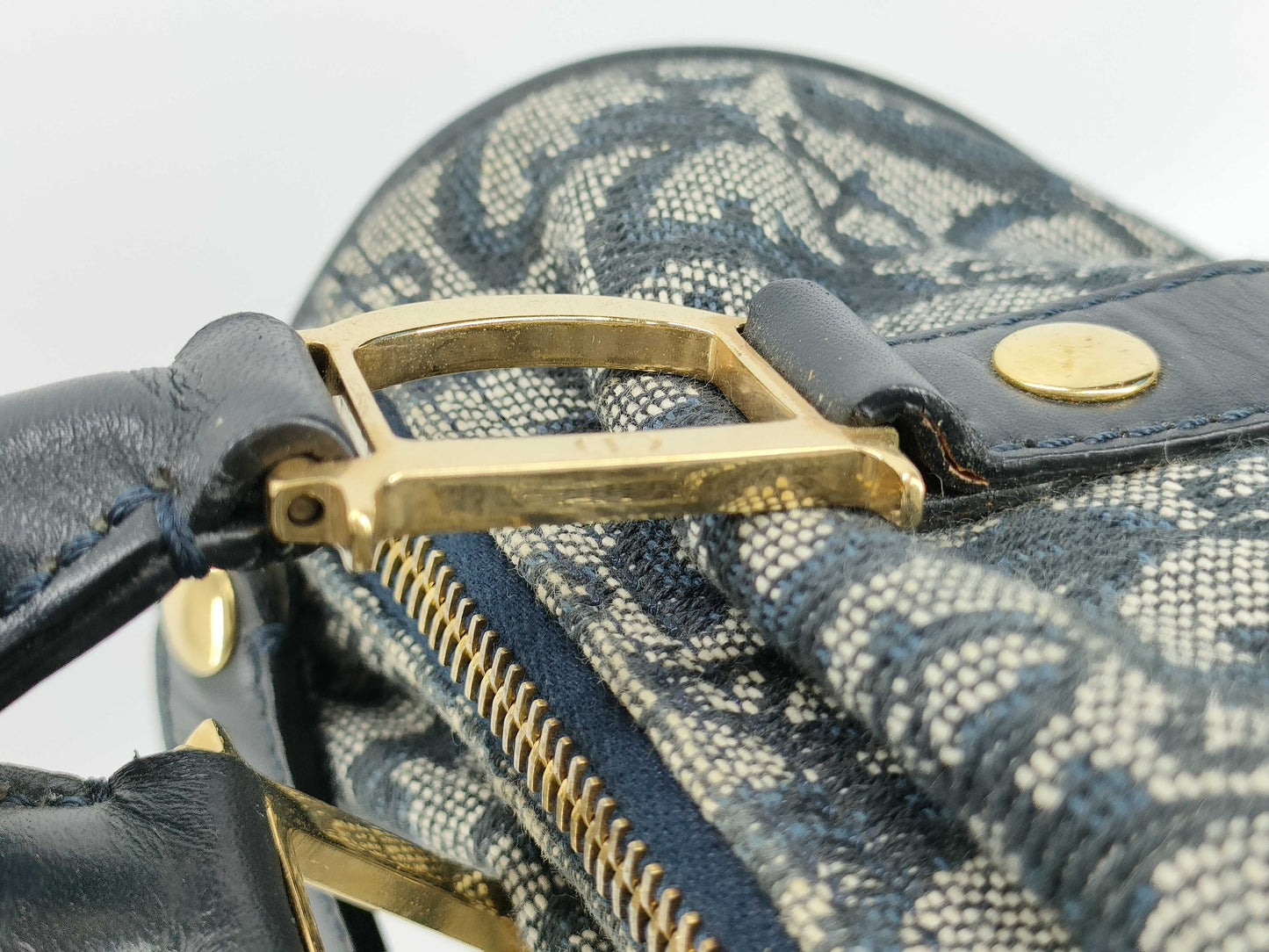 Dior Christian Dior Trotter Handbag Mini Boston Bag Blue Boston Bag