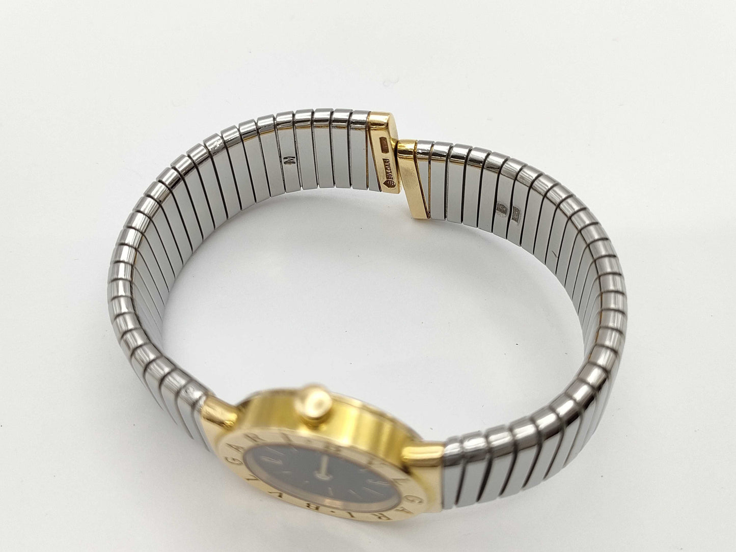 BVLGARI Tubogas BB232T P.92431 Quartz Black Dial 18K Gold Women's Watch