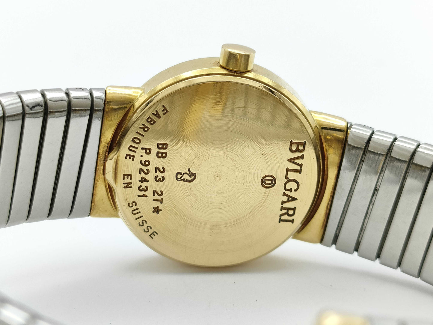 BVLGARI Tubogas BB232T P.92431 Quartz Black Dial 18K Gold Women's Watch