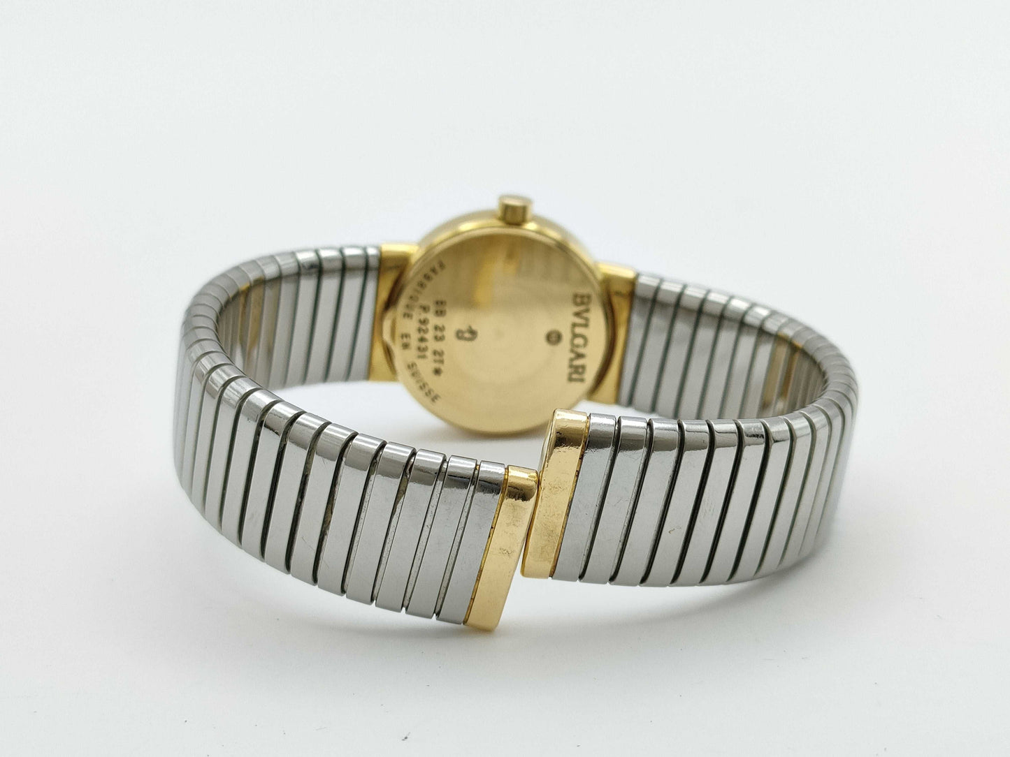 BVLGARI Tubogas BB232T P.92431 Quartz Black Dial 18K Gold Women's Watch
