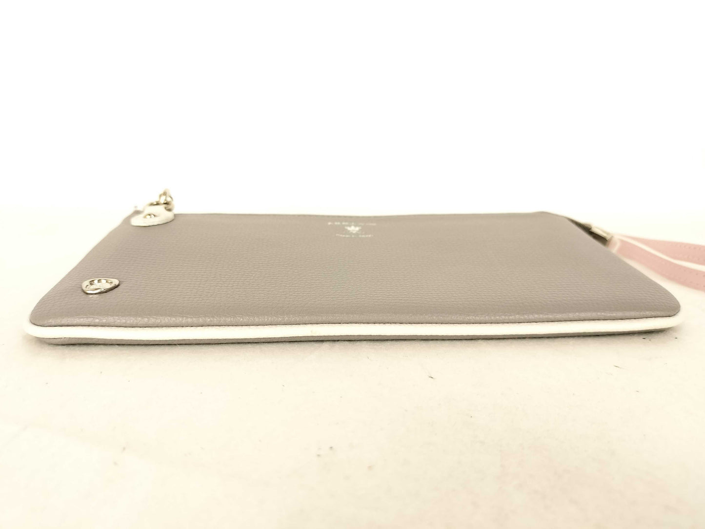 A.D.M.J. Shoulder Wallet Leather Gray x White Shoulder Bag