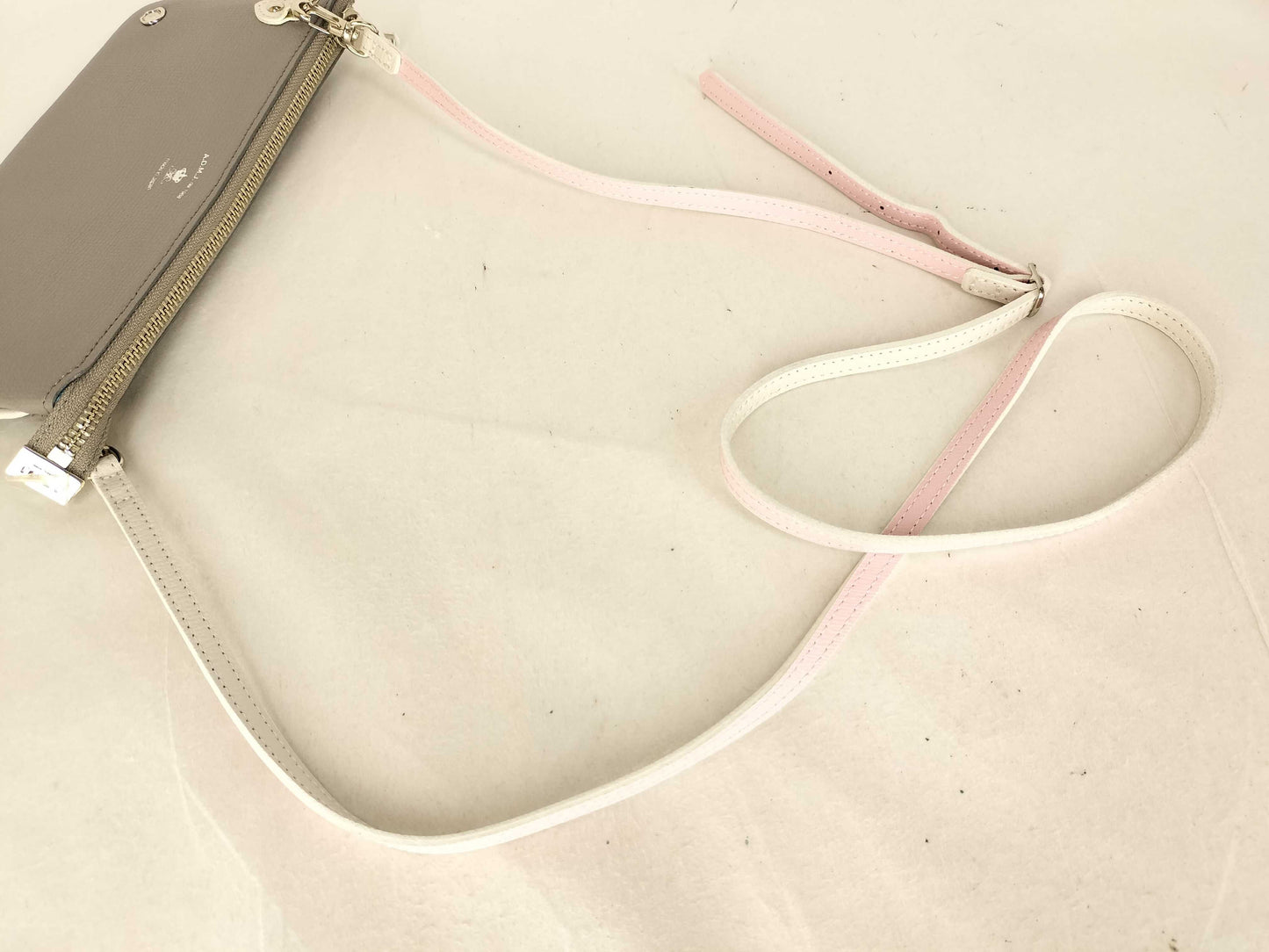 A.D.M.J. Shoulder Wallet Leather Gray x White Shoulder Bag