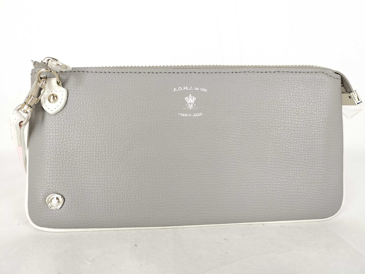 A.D.M.J. Shoulder Wallet Leather Gray x White Shoulder Bag
