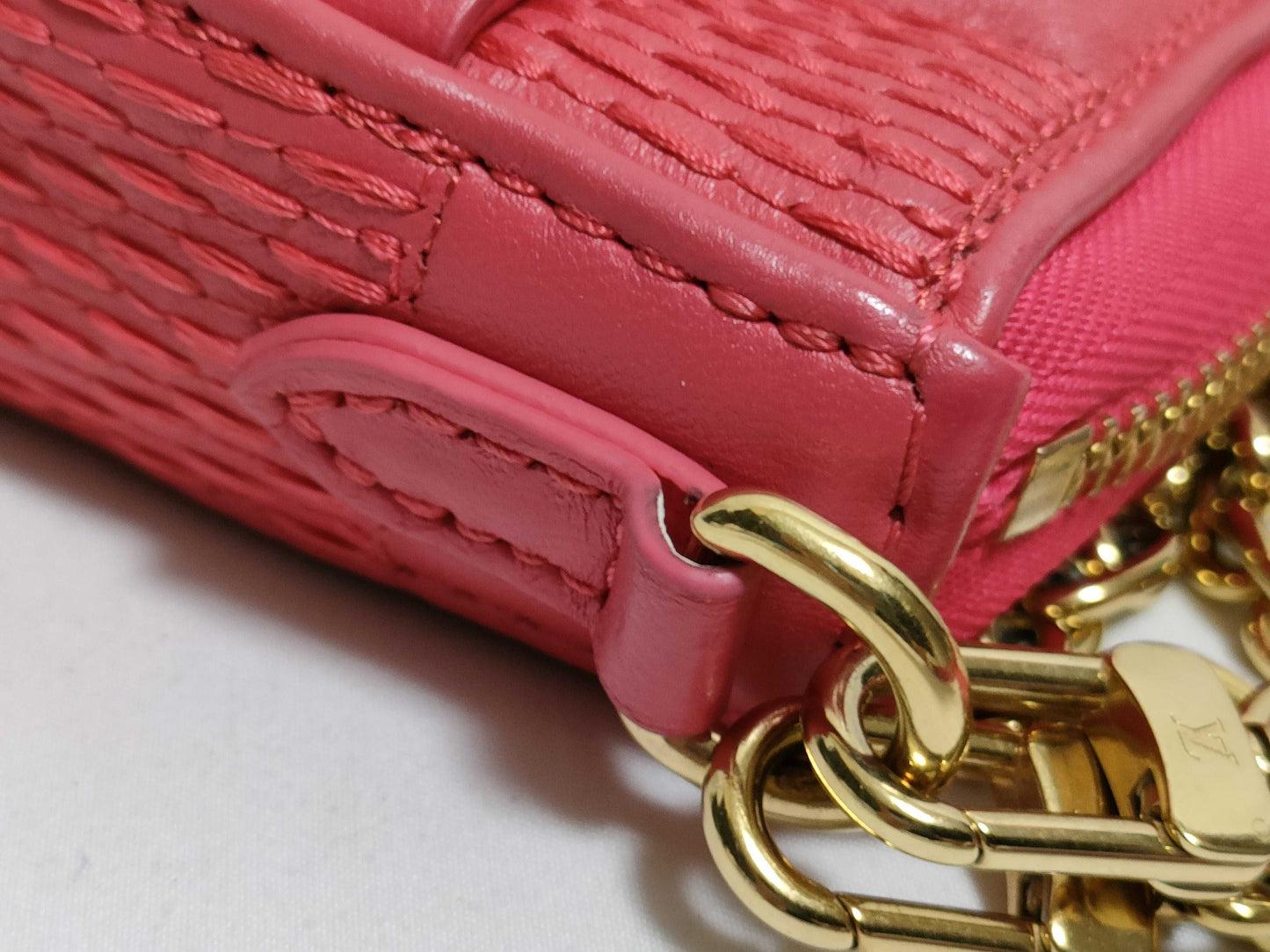 LOUIS VUITTON Damier Troca Leather Shoulder Bag M59049 Pink