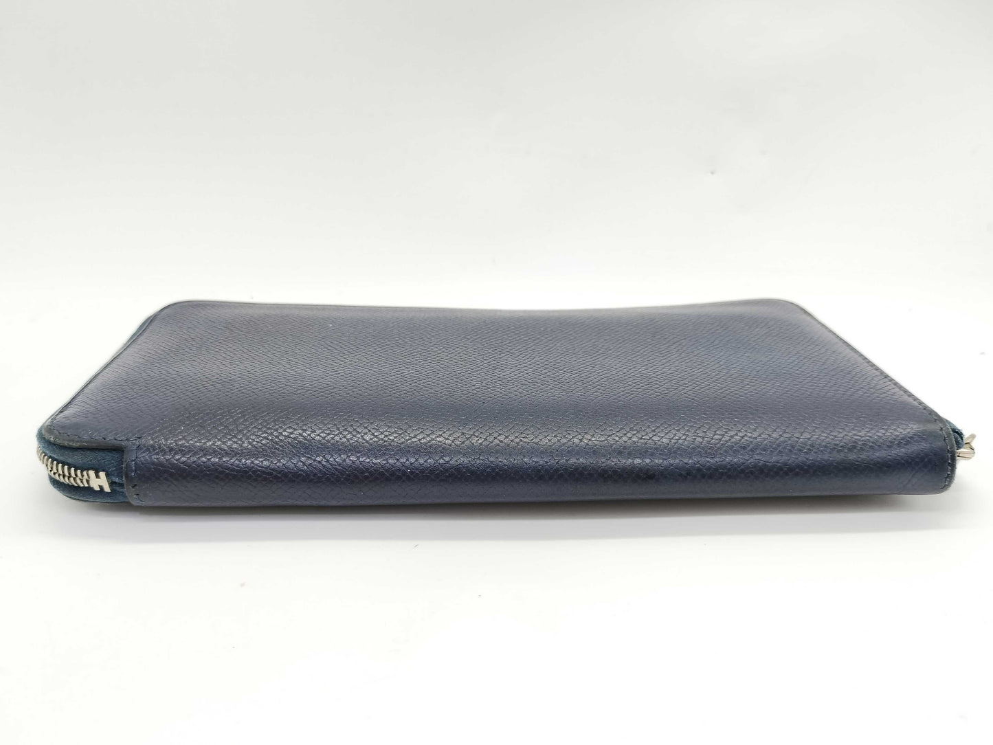 HERMES □N engraved Azap Hermès Azap Silkin Navy Wallet