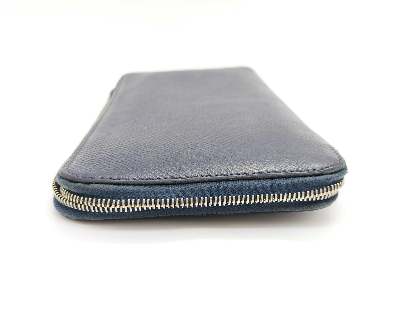HERMES □N engraved Azap Hermès Azap Silkin Navy Wallet