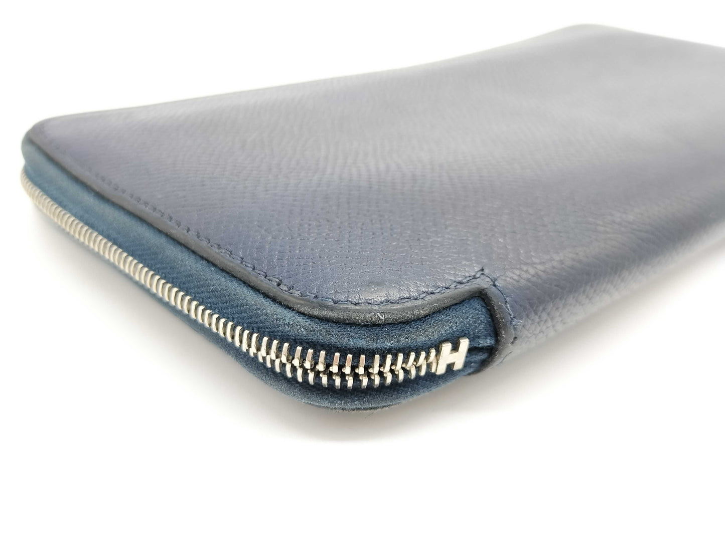 HERMES □N engraved Azap Hermès Azap Silkin Navy Wallet