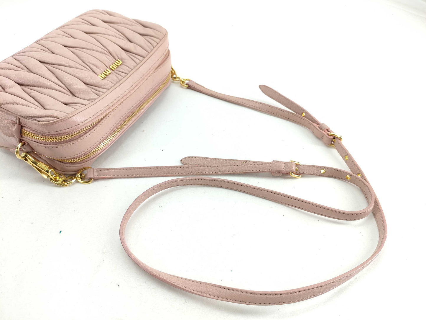 Miu Miu Matelasse Leather Shoulder Bag Pink