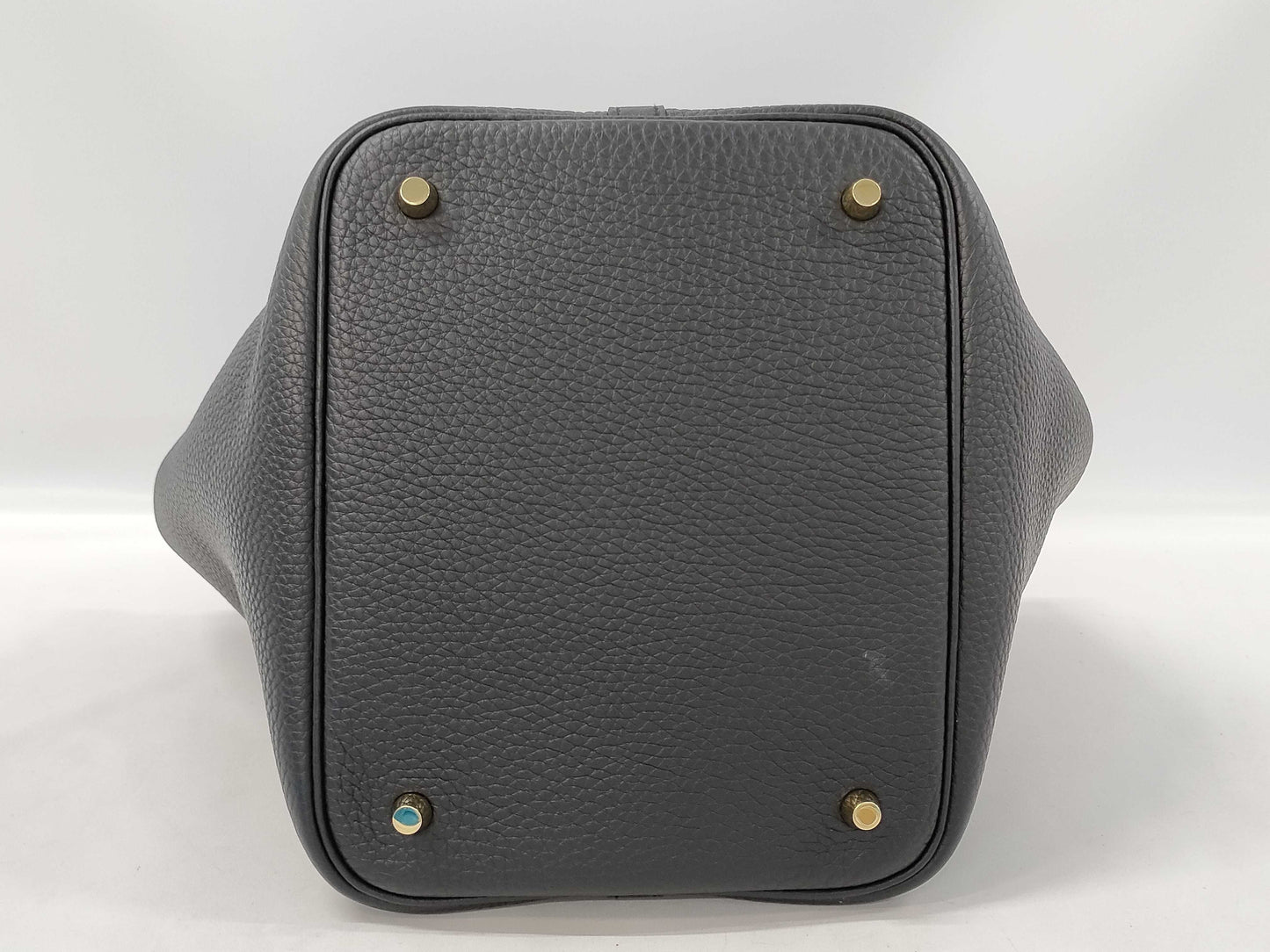 HERMES Picotin Lock MM Taurillon Clemence Leather Handbag, Black, G Hardware, Z Stamp