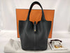 HERMES Picotin Lock MM Taurillon Clemence Leather Handbag, Black, G Hardware, Z Stamp