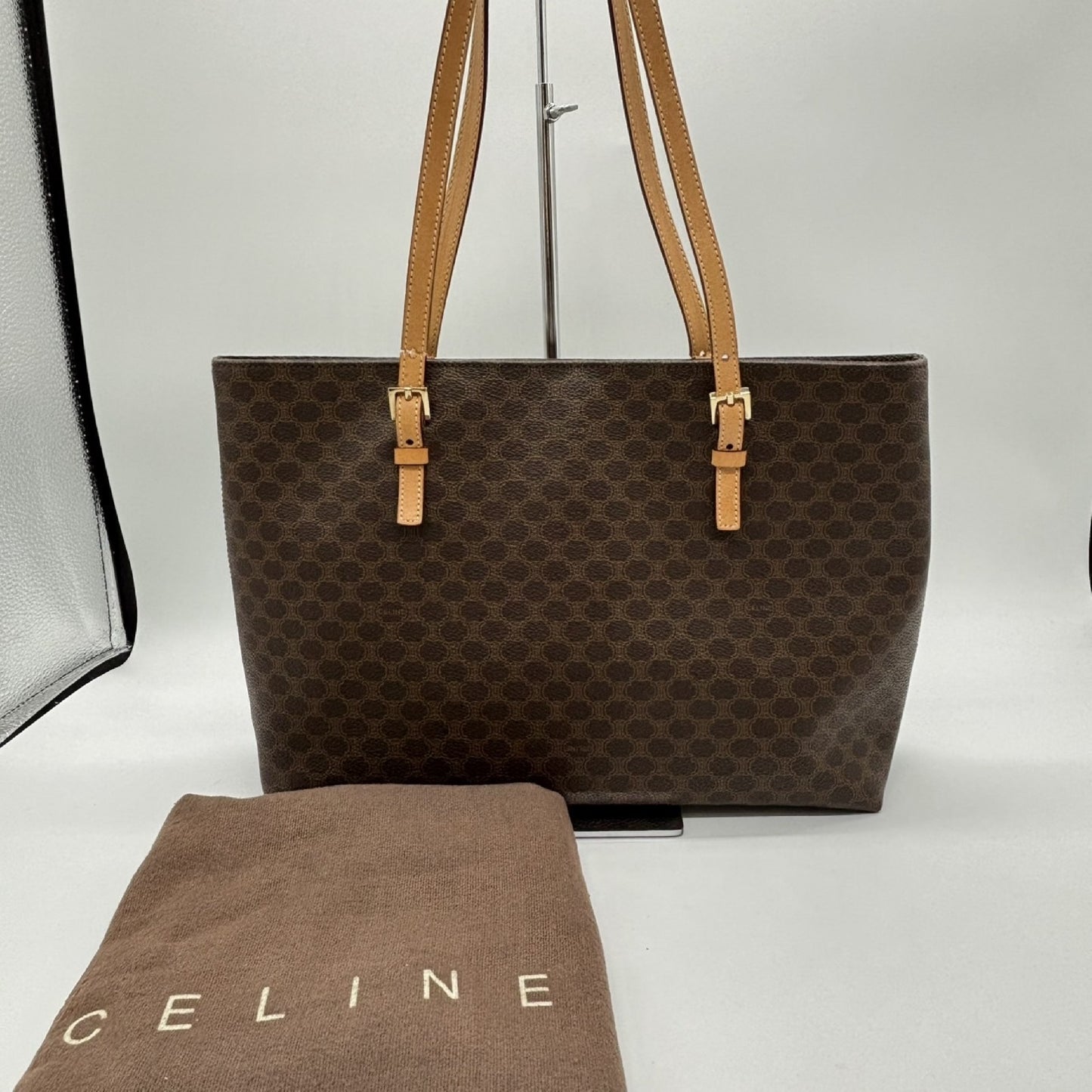 CELINE Macadam Tote Bag, Brown PVC Tote Bag