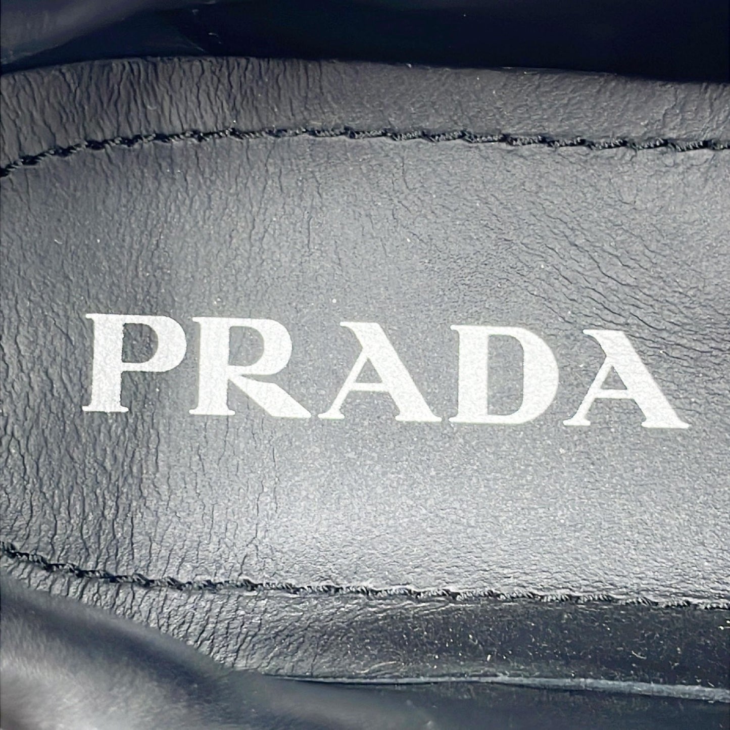 PRADA Downtown Sneakers, Padded Nappa Leather, Triangle Logo, Black, Size 24cm, Size 37