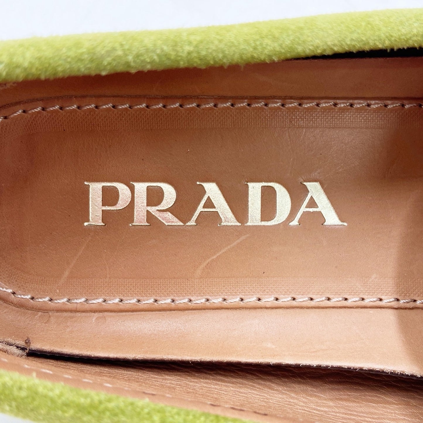 PRADA Prada Driving Shoes Suede Green Size 5 24.5cm Sneakers