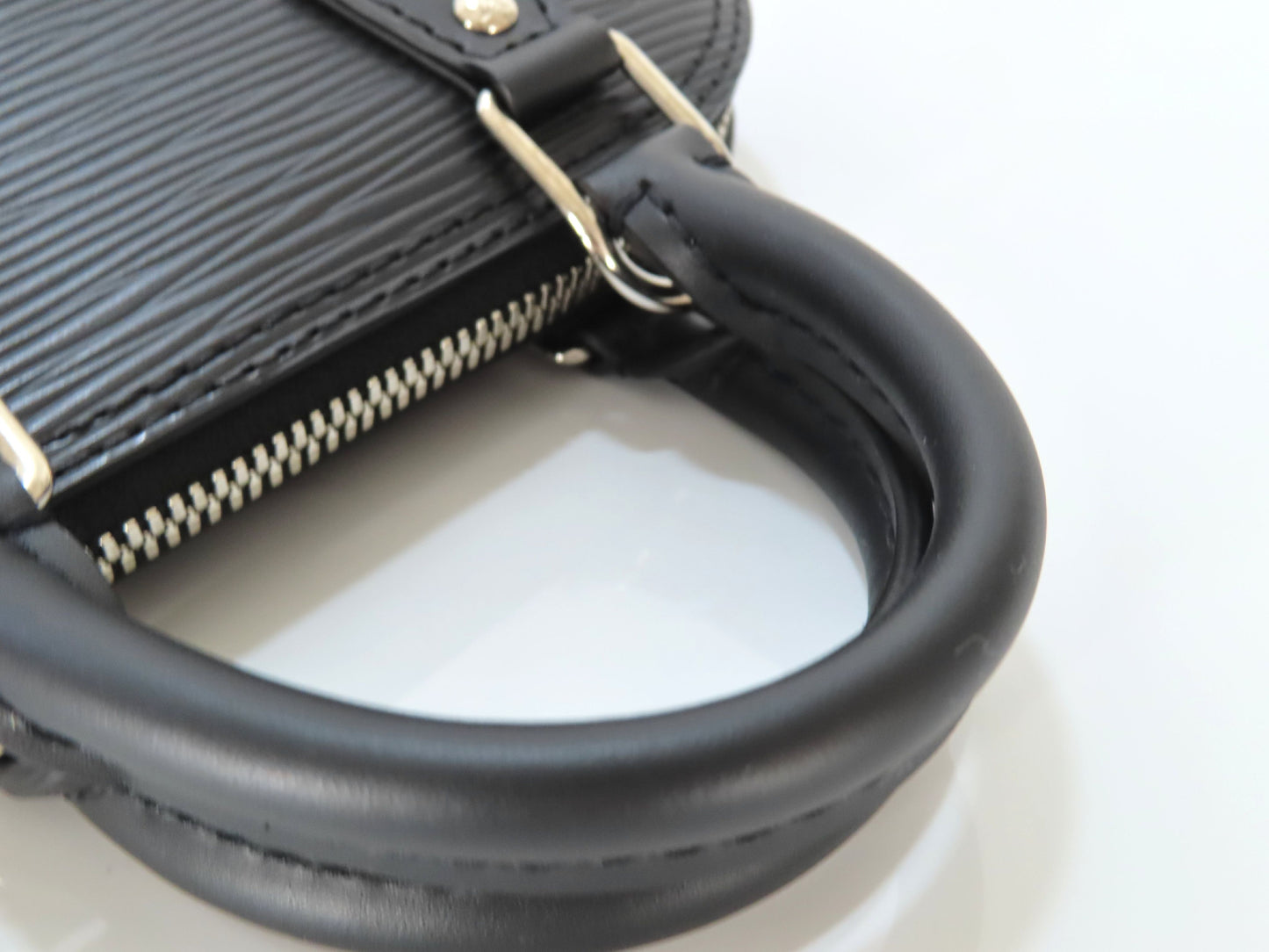 LOUIS VUITTON RFID Verified Epi Nano Alma Noir Handbag with Strap, Unused, Rank A, with IC Card