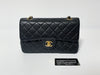 CHANEL Double Flap Caviar Leather Matelasse Black Lambskin Shoulder Bag with Seal