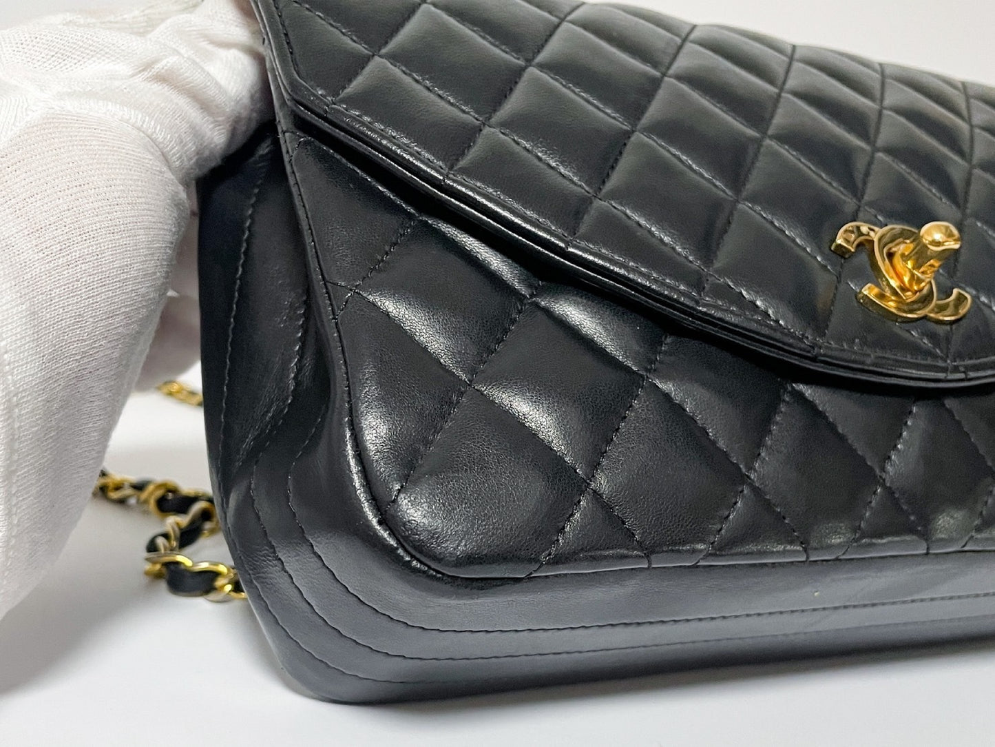 CHANEL Half Moon Matelasse Lambskin Shoulder Bag with Seal