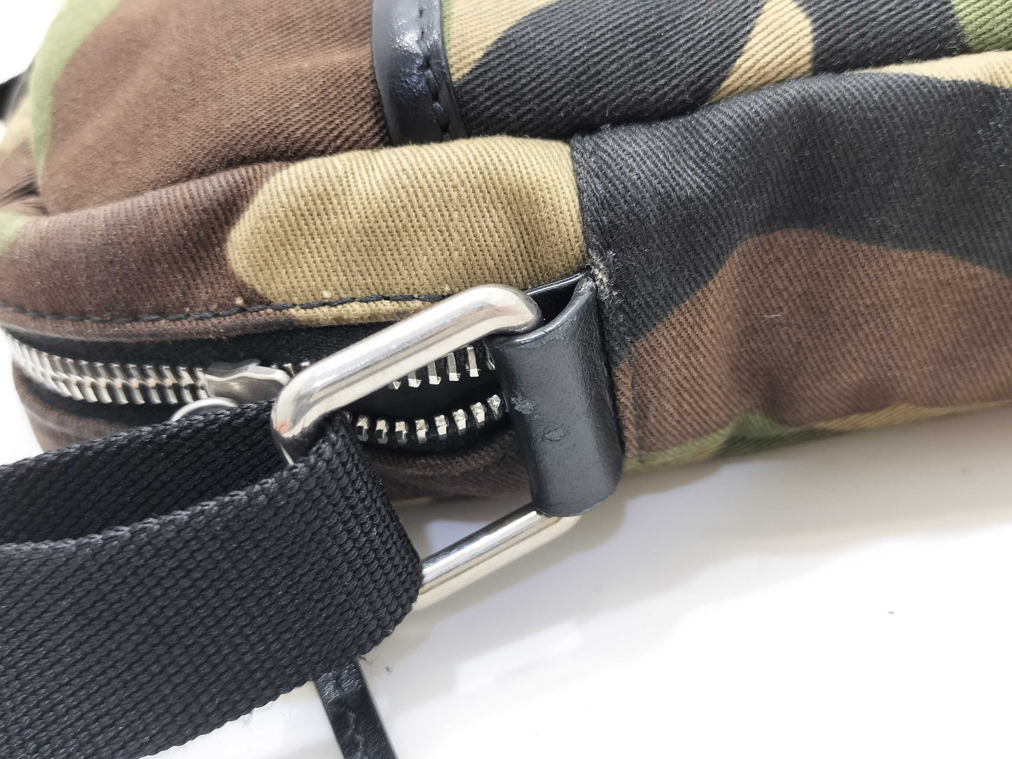 SAINT LAURENT 482777 Paris Rivington Shoulder Bag, Camouflage Canvas, Khaki