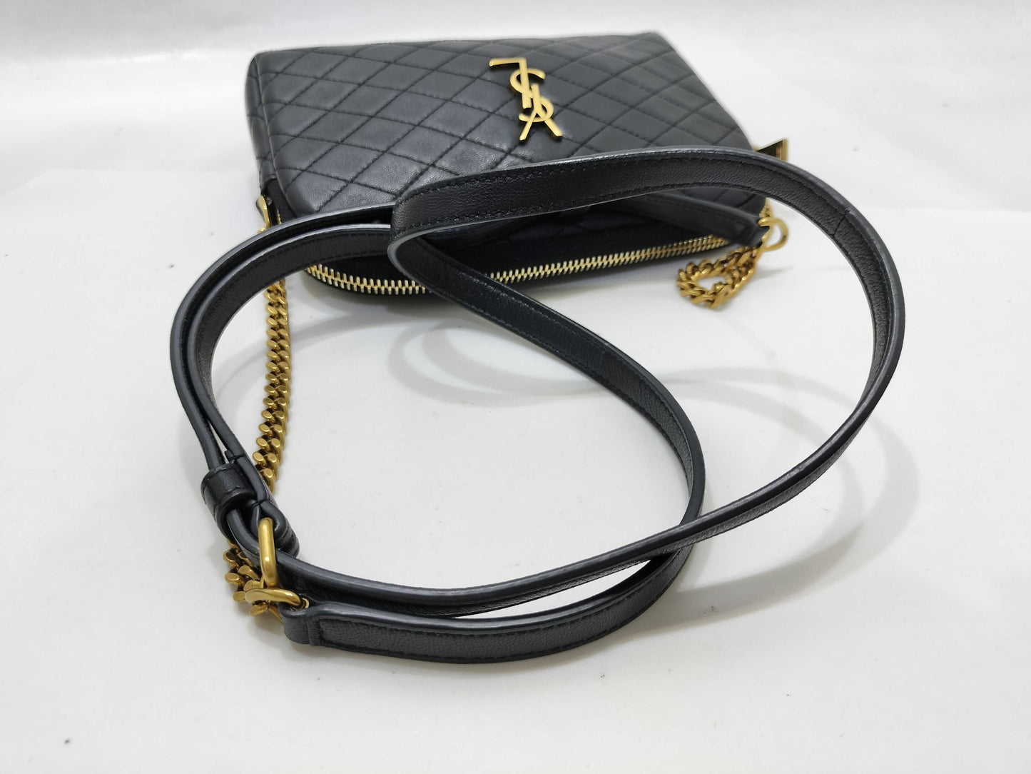 Yves Saint Laurent 733667 Gaby Chain Shoulder Bag in Quilted Leather and Black
